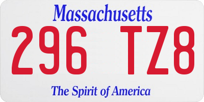 MA license plate 296TZ8