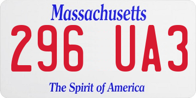 MA license plate 296UA3