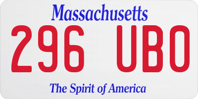 MA license plate 296UB0