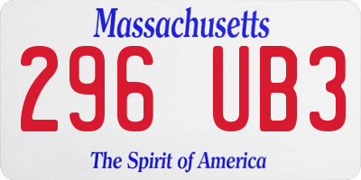 MA license plate 296UB3