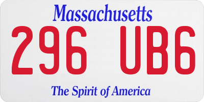 MA license plate 296UB6