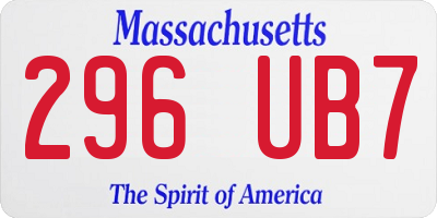 MA license plate 296UB7