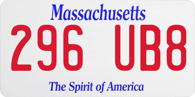 MA license plate 296UB8