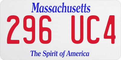 MA license plate 296UC4