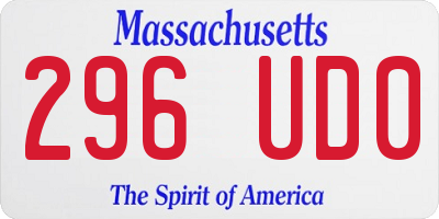 MA license plate 296UD0