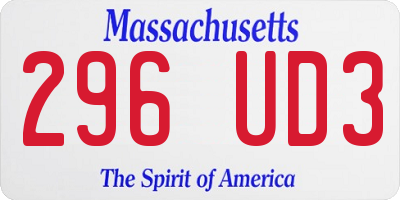 MA license plate 296UD3