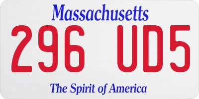 MA license plate 296UD5