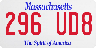MA license plate 296UD8