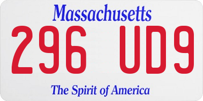 MA license plate 296UD9