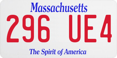 MA license plate 296UE4
