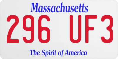 MA license plate 296UF3