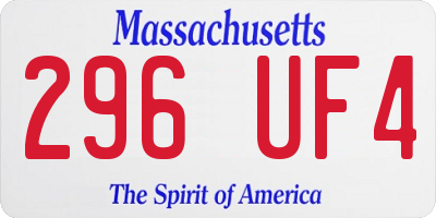 MA license plate 296UF4