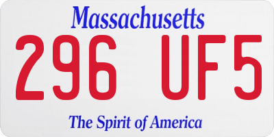 MA license plate 296UF5