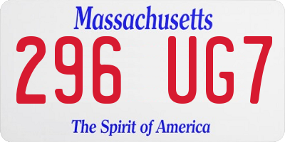 MA license plate 296UG7