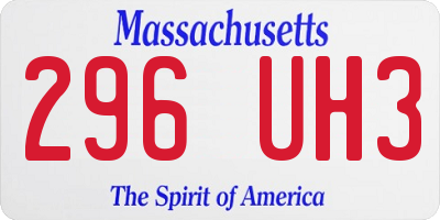 MA license plate 296UH3