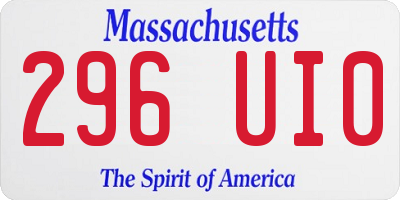 MA license plate 296UI0