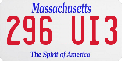 MA license plate 296UI3