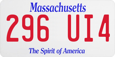 MA license plate 296UI4