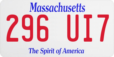 MA license plate 296UI7