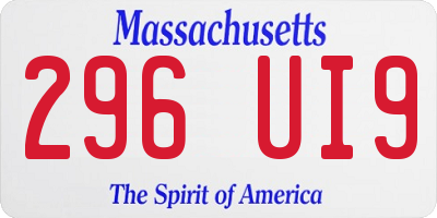 MA license plate 296UI9