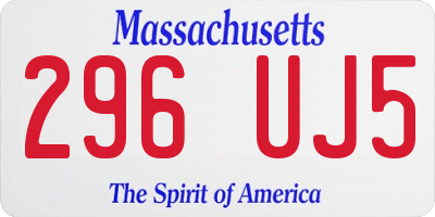 MA license plate 296UJ5