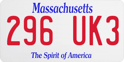 MA license plate 296UK3