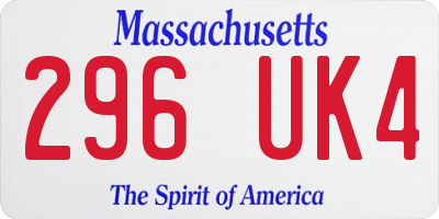MA license plate 296UK4