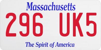 MA license plate 296UK5