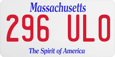 MA license plate 296UL0