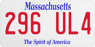 MA license plate 296UL4