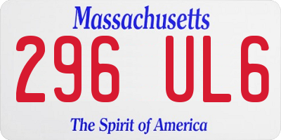 MA license plate 296UL6
