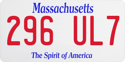 MA license plate 296UL7