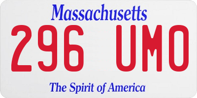 MA license plate 296UM0