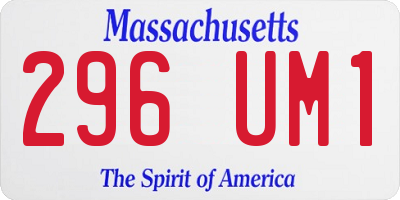MA license plate 296UM1