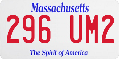 MA license plate 296UM2