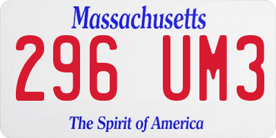 MA license plate 296UM3