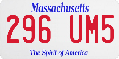 MA license plate 296UM5
