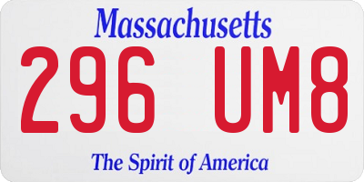 MA license plate 296UM8