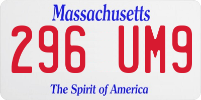 MA license plate 296UM9