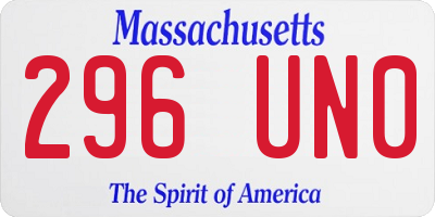 MA license plate 296UN0