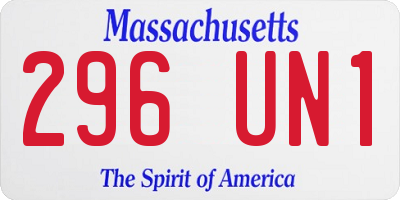 MA license plate 296UN1