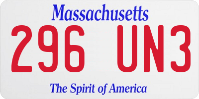 MA license plate 296UN3
