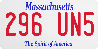 MA license plate 296UN5