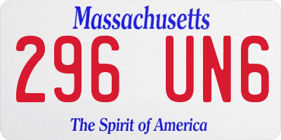 MA license plate 296UN6
