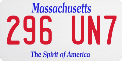 MA license plate 296UN7
