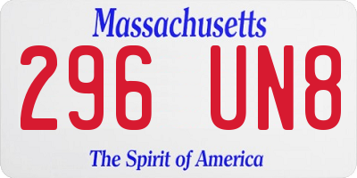 MA license plate 296UN8