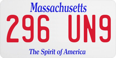MA license plate 296UN9