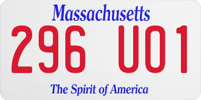 MA license plate 296UO1