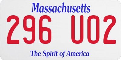 MA license plate 296UO2