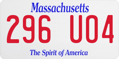 MA license plate 296UO4